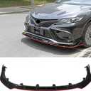 Black & Red Front Bumper Lip Compatible with 2021-2024 Toyota Camry SE, XSE, TRD - Splitter Under Chin Spoiler Body Kit - Not Fit for LE, XLE