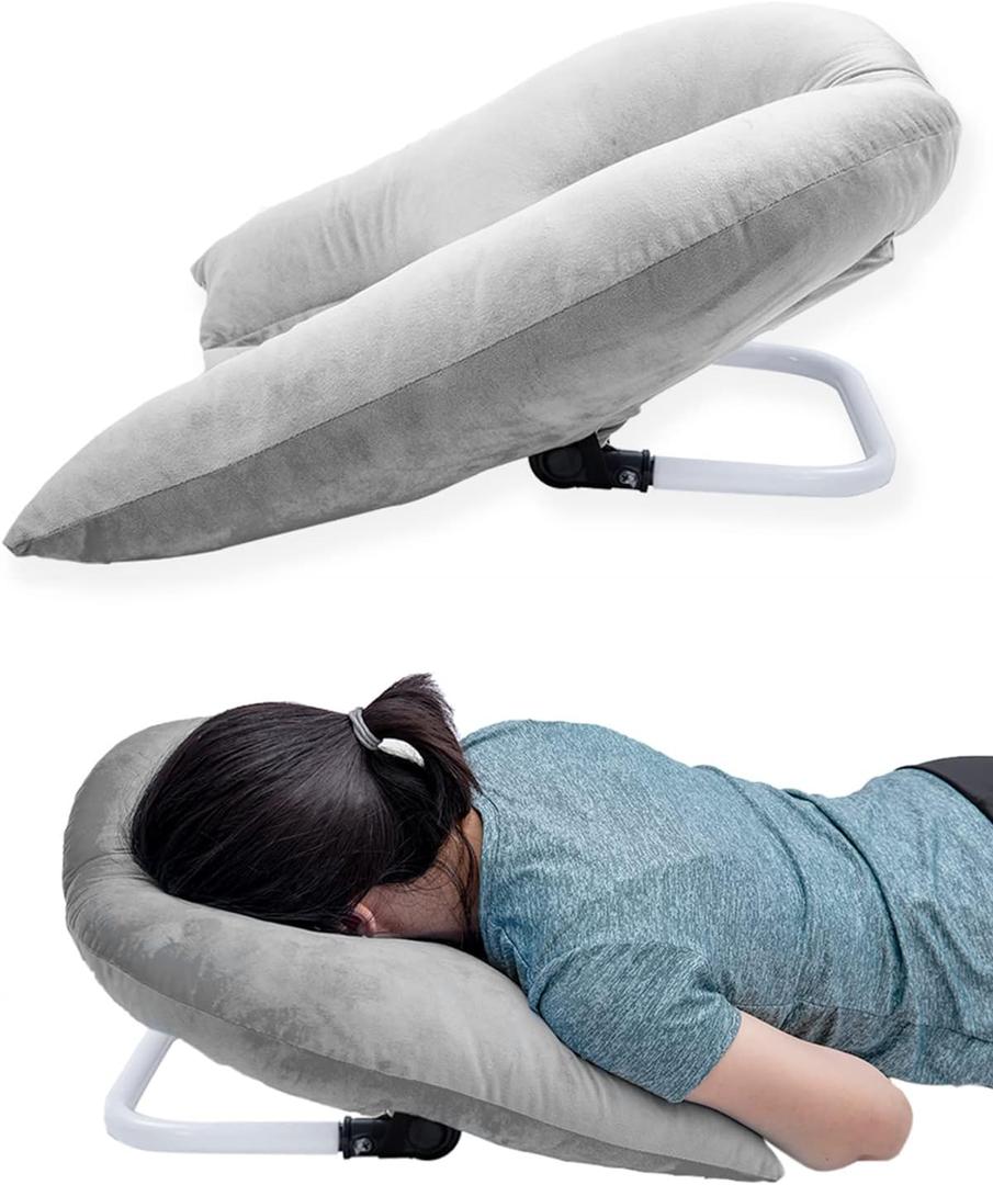 Face Down Pillow After Eye Surgery, Adjustable Height Prone Prone Face Down Sleeping, Retina Lying Pillow, Vitrectomy Macular Hole Retinal Detachment Recovery Equipment Eye Surgery Support (Grey)