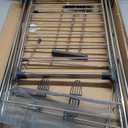 Household Essentials Multi Tier Stainless Steel Laundry Drying Rack with T Bar and Two Side Wings, Silver