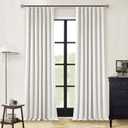 Linen Blackout Curtains 108 Inch Long 2 Panels Pinch Pleated with Hooks Rings Curtains Noise Reducing Heavy Drapes Ceiling Floor Back Tab Boho Flax Linen Drapes for Living Room Office Bedroom 9 Ft (Beige White)