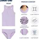 Lands' End Girls' UPF 50+ Swim Bikini Bottom and Racerback Tankini Set (Purple, XL)