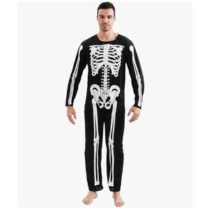 Halloween Clearance Skeleton Halloween Costumes for Men Adult 3D Skull Bone Jumpsuit Dress Up Cosplay Carnival Party L