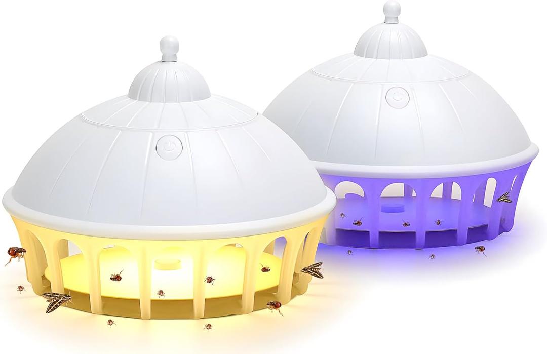 Flea Traps for Inside Your Home 2 Packs, Flea Light Trap for Indoor, Bed Bug Killer with Sticky Pads & Light Bulb Replacement, Natural Insect Infestation Treatment (Multi)