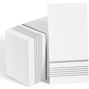 200 Pack Paper Dinner Napkins, Absorbent Paper Napkins, Premium Quality Guest Towels, 2-Ply Disposable Hand Towels for Kitchen, Events, Parties or Events (Silver)