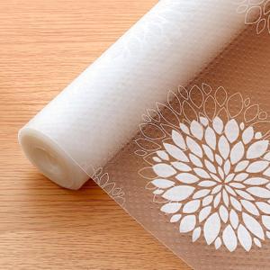 Cooyes Shelf and Drawer Liners for Kitchen Cabinets, Non Adhesive Cabinet Liner, EVA Waterproof Durable Non-Slip Drawer Mats for Shelves, Refrigerator, Storage, Desks (11.8"W x 360"L, Floral White)