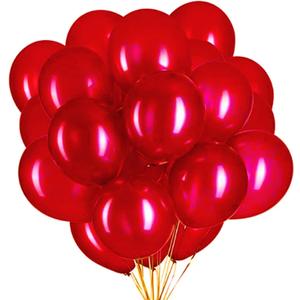 100 PCS Red Chrome Balloons 10 Inch Double-Layered Chrome Metallic Latex Balloons for Bday Parties Wedding Supplies Valentines Day Party Decor Baby Shower Decorations (Dark Red)