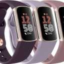 Amzpas Bands for Fitbit Charge 6 Bands, Fitbit Charge 5 bands Women Men - 3 Pack, Soft Silicone Adjustable Waterproof Sport Strap (Dark Cherry + Taro Purple + Smoky Purple)