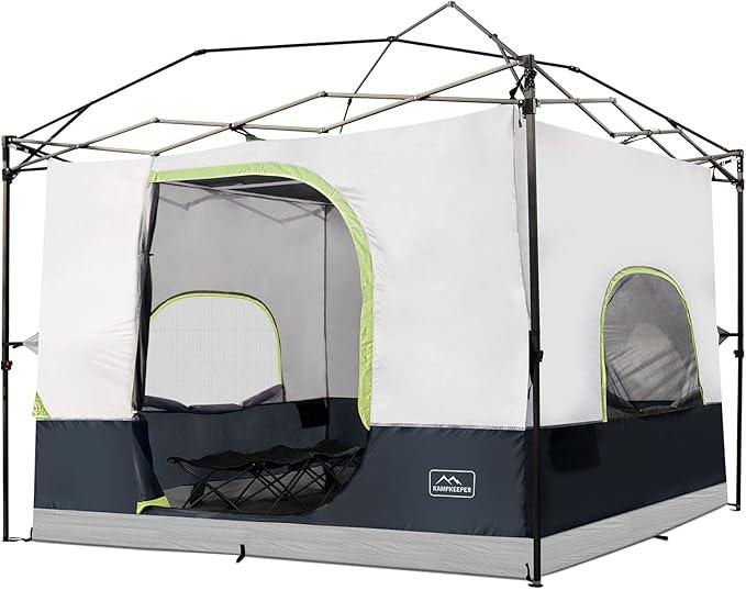 KAMPKEEPER Camping Inner Tent for Pop Up Canopy, Converts 10'x10' Straight Leg Canopy into Camping Tent–Fully Vented Roof(Top & Frame NOT Included), Black
