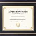 11x14 Diploma Frame with Black over Gold Mat, 14x17 Certificate Frame, Real Wood with Gold Trim, Black Frame with Arcylic