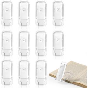 VZZNN 12 Pack Reading Light,Rechargeable Book Light for Reading in Bed,Clip-On Book Lights with 3 Color Temperature,Bulk Gifts for Book Lovers Kids AdultsWhite