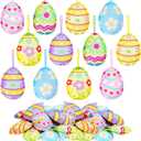 12 PCS 3D Easter Eggs Felt Ornaments for Tree Colorful Spring Eggs Felt Hanging Decoration with Rope Decorative Egg Felted Ornament Supplies for Easter Basket Stuffers Spring Party Decor Garland Craft