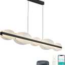 47.2" Modern Black Linear Pendant Light, Dimmable Kitchen Island Chandelier