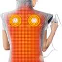 Massaging Heating Pad for Neck and Shoulders and Back, 24" x 35" Large Electric Heating Pad for Back Pain Relief with 3 Heat Levels, 4 Massage Settings, 2H Auto Shut-Off, 2 Massage Motors,Grey