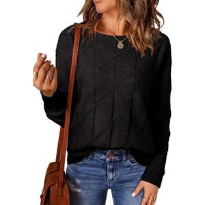 EVALESS Casual Crewneck Sweaters for Women Fall Winter 2025 Lightweight Long Batwing Sleeve Pullover Sweaters Tops Clothes M