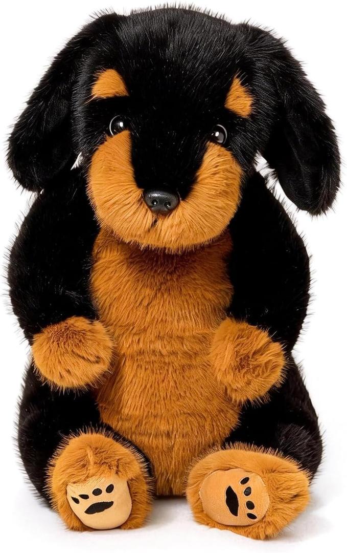 PEACH CAT Rottweiler Dog Stuffed Animal 14" Cute Puppy Plushies Soft Plush Toys Gifts for Kids Black
