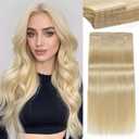 LADY MIRANDA 20 Inch 100g Blonde Hair Extensions Real Human Hair-Double Weft with Micro Beads OVO Weft Hair Extensions Handmade Twin Tabs Wefts for All-Day Comfort & Natural-Looking(Blonde, 20 Inch)