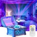 Northern Lights Projector, Galaxy Projector for Bedroom, Treasure Chest Star Aurora Night Lights with Bluetooth, White Noise, Timer and Remote, Room Decor, Gifts for Kids, Adults, Birthday, Blue
