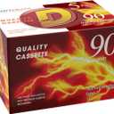 Blank Audio Cassette Tape - 90 Minutes Recording Time - Low Noise and High Output - Dictation, MP3 Recording to Blank Tape - Pack of 5