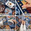 Bohemian Geometric Floral Runner Rug 2x6, Machine Washable, Soft Low Pile, Non-Slip Carpet for Laundry, Bedroom, Bathroom, Entryway | Blue