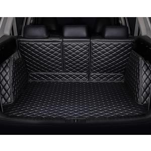 Cargo Mat for Infiniti QX80/QX56 (with Center Console on The 2nd Row) 2011-2024(Non fit 2025) / Nissan Armada Full Coverage 100% Protection Trunk Mat Split-Design Black with Black Stitching