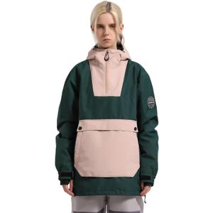 GSOU SNOW Women Ski Jacket Snow Coat Waterproof Windproof Snowboarding Jacket Coat Insulated Warm Winter (Large, Green Pink)