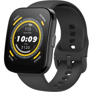 Amazfit Bip 5 Smart Watch 46mm, GPS, Amazon Alexa Built-in, Bluetooth Calling, 10-Day Battery, Heart-Rate & VO2 Max, Sleep Health Monitoring, AI Fitness Tracker App, for Android & iPhone, Black