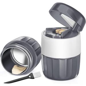 DUBSTAR 3-in-1 Pill Crusher Pill Grinder, Pill Crusher Fine Powder with Brush, Pill Crushers for Elderly with Pill Cutter and Storage, Pill Cutter Splitter for Small or Large Pills (Grey)