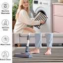 OLANLY Beige and Black Striped Rug 4' x 6' Washable Cotton Doormat for Indoor Outdoor Use, Layered Front Porch Rug for Entryway, Kitchen, Patio