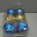 4.3" Large Christmas Balls Ornaments Set of 6, Shatterproof Plastic Ornaments for Xmas Tree Decorations, Blue and Gold Christmas Tree Bulbs Ornament for Mantel Garland Centerpieces, Xmas, Winter Decor