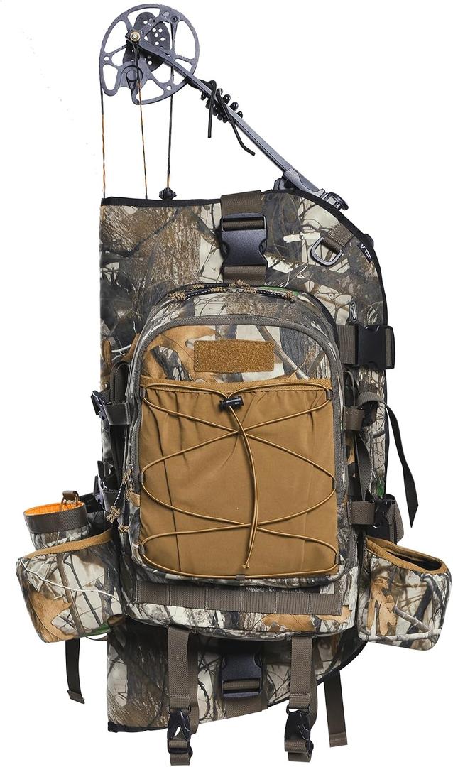 VOTAGOO Hunting Backpack with Compound Bow Holder Saddle Camo Bag Camouflage Pack for Hunter Archery, One Size
