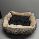 JOEJOY Rectangle Dog Bed for Large Medium Small Dogs Machine Washable Sleeping Sofa Non-Slip Bottom Breathable Soft Puppy Bed Durable Orthopedic Calming Pet Cuddler, Multiple Size, Beige (20.0"L x 19.0"W x 6.0"Th)