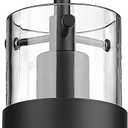 LMS Glass Pendant Lights Kitchen Island, 1-Light Modern Black Pendant Light with Hammered Glass and Rods, Mini Hanging Lighting for Kitchen Island Sink Bathroom Bedroom, LMS-172