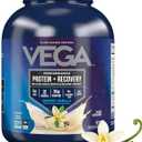 Vega Sport Vegan Protein Powder + Recovery - 30g Plant Based Protein per Serving, Vanilla, 45 Servings, 5g BCAAs, Probiotics, NSF Certified, for Shakes & Smoothies, 4.1lbs (Packaging May Vary)