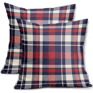4th of July Plaid Pillow Covers 20x20 Inch Patriotic Decorations Blue Red Buffalo Plaid Decorative Throw Pillow Cases Set of 2 Memorial Day Independence Holiday Cushion Cases Sofa Couch Bed Decor
