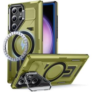 FNDMIL for Samsung Galaxy S22 Ultra/S23 Ultra Case with MagSafe [Built-in Camera Stand][Military-Grade Shockproof][Dual Layer Protection] Heavy Duty for S22 Ultra/S23 Ultra Phone Case,Olive Green