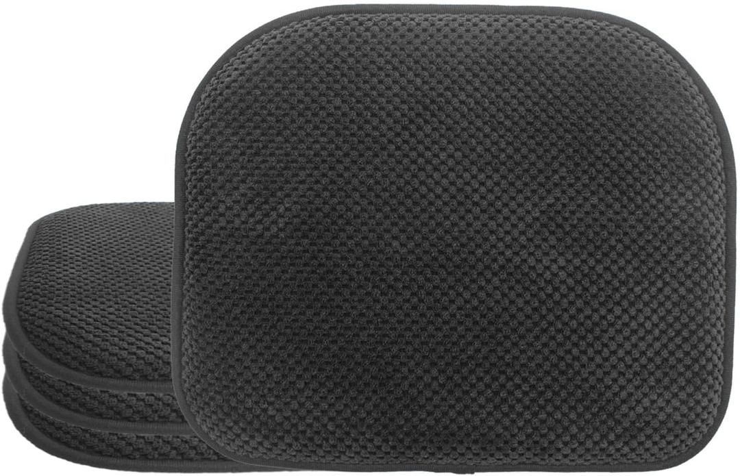 SWEMSTAR Chair Cushions - 15"*17" Kitchen Dining Chair Pads Foam Seat Cushion for Chairs Barstool Cushions Non Slip Seat Pad (4 PCS, Dark Grey)