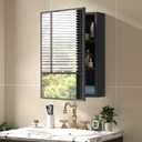 JBLCC Medicine Cabinet with Mirror (Full Assembled), 16''x22'' Aluminum Bathroom Mirror with Storage, Wall Mounted or Recessed Medicine Cabinet, Black