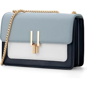 Color-Block Crossbody Bags for Women Leather Cross Body Purses Cute Designer Handbags Shoulder Bag Medium Size (#2 Blue)