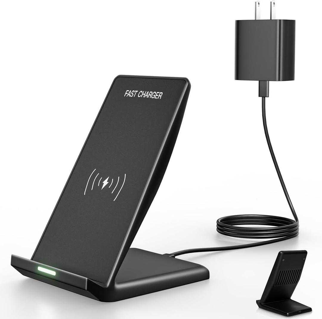 Wireless Charger Stand, 15W Fast Phone Wireless Charging Stand Station with 20W USB C Brick for Samsung W26/S25 Ultra/S24+/S23/S22+/S21, iPhone Air/17 Pro Max/16/15/14/13/12 with Sleep-Friendly Light (3FT)