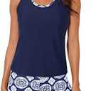 Aleumdr Womens Athletic 3 Piece Tankini Swimsuits with Shorts Swim Tank Tops with Sports Bra and Boyshorts Bathing Suits XL