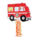 Blue Panda Pull String Fire Truck Pinata for Birthday Party Decorations, Firefighter Party Supplies, Small, 16.5 x 13 x 3 In