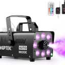 AGPTEK Smoke Machine, Fog Machine with 13 Colorful LED Lights Effect, 500W and 2000CFM Fog with 1 Wired Receiver and 2 Wireless Remote Controls, Perfect for Wedding, Halloween, Party and Stage Effect