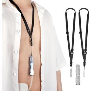 Peritoneal Dialysis Transfer Set Catheter Holder Accessories for Baxter 5C4482 5C4483, PD Secure Shower Support for Men Women with 2 PCS Ajustable Neck Lanyards - Black