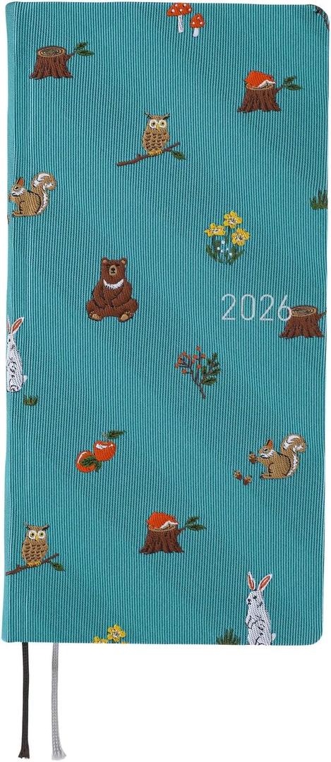 Hobonichi Techo 2026 Pocket Diary, Weeks MEGA, English Version, Bow & Tie: In the Forest, January Start, Weekly Planner, Left-type Weekly, Slim Vertical, Grid Memo, 219 Pages