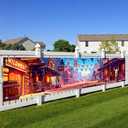 Wild West Party Banner 118x20 Inch Western Town Backdrop with Cartoon Cowboy Street Design for Country Theme Party Ranch Birthday Bar Saloon Decor Western Garden Fence Banner