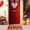 Tinideya Valentines Welcome Mat for Indoor Doormat 30 x 18'' Heart Love Front Door Welcome Mat Non Slip Backing Washable Soft Kitchen Rugs for Valentines Home Entrance Decoration