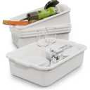 White 13 L Commercial Bus Tubs/Tote Box, 5-Pack Plastic Storage Wash Basin Tub