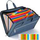 SEEKIND Heavy Duty Accordian File Organizer with Handle,26 Pockets Expanding File Folder, Portable Cloth Document Organizer Accordion File Keeper for Letter Size / A4 File, for Office, School-Teal