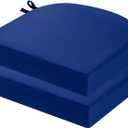 idee-home Outdoor Chair Cushions Set of 2, Thick 19" x 19" x 3" Outdoor Seat Cushions Patio Furniture Waterproof with Ties, Dining Pads (A Dark Cerulean)