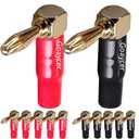 4mm Banana Plugs Right Angle 6 Pairs, 24k Gold Plated 90 Degree Speaker Connector (12Pcs)